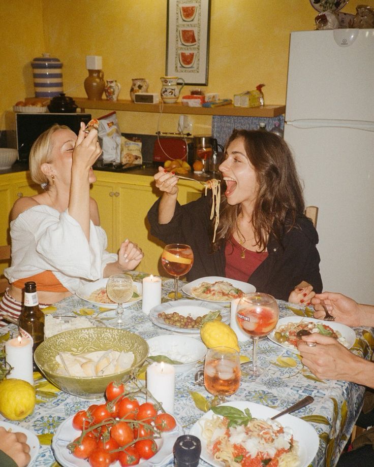 Eating and laughing girls